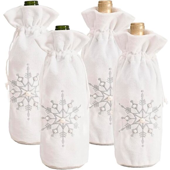 Silver Snowflake Gift Bag for Wine & other bottles - Picture 6 of 8